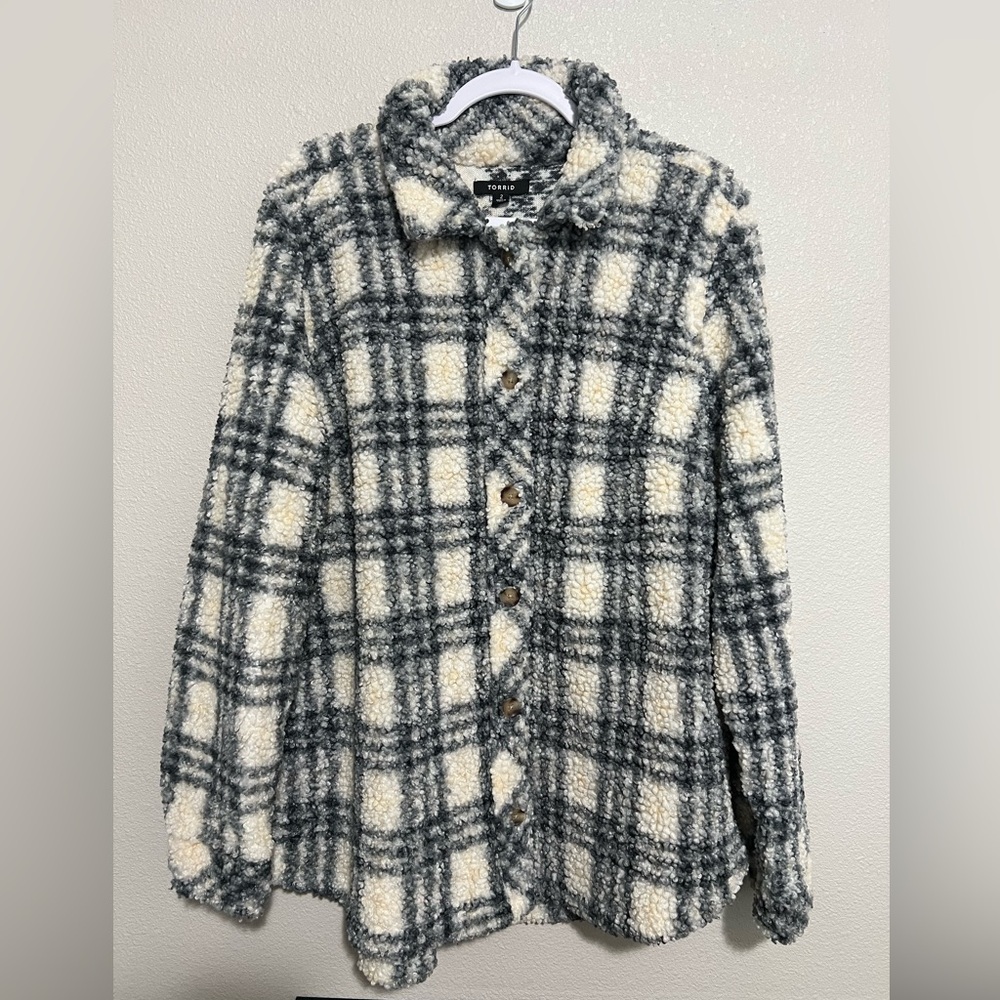 Torrid Sherpa Button Front Shacket - image 6